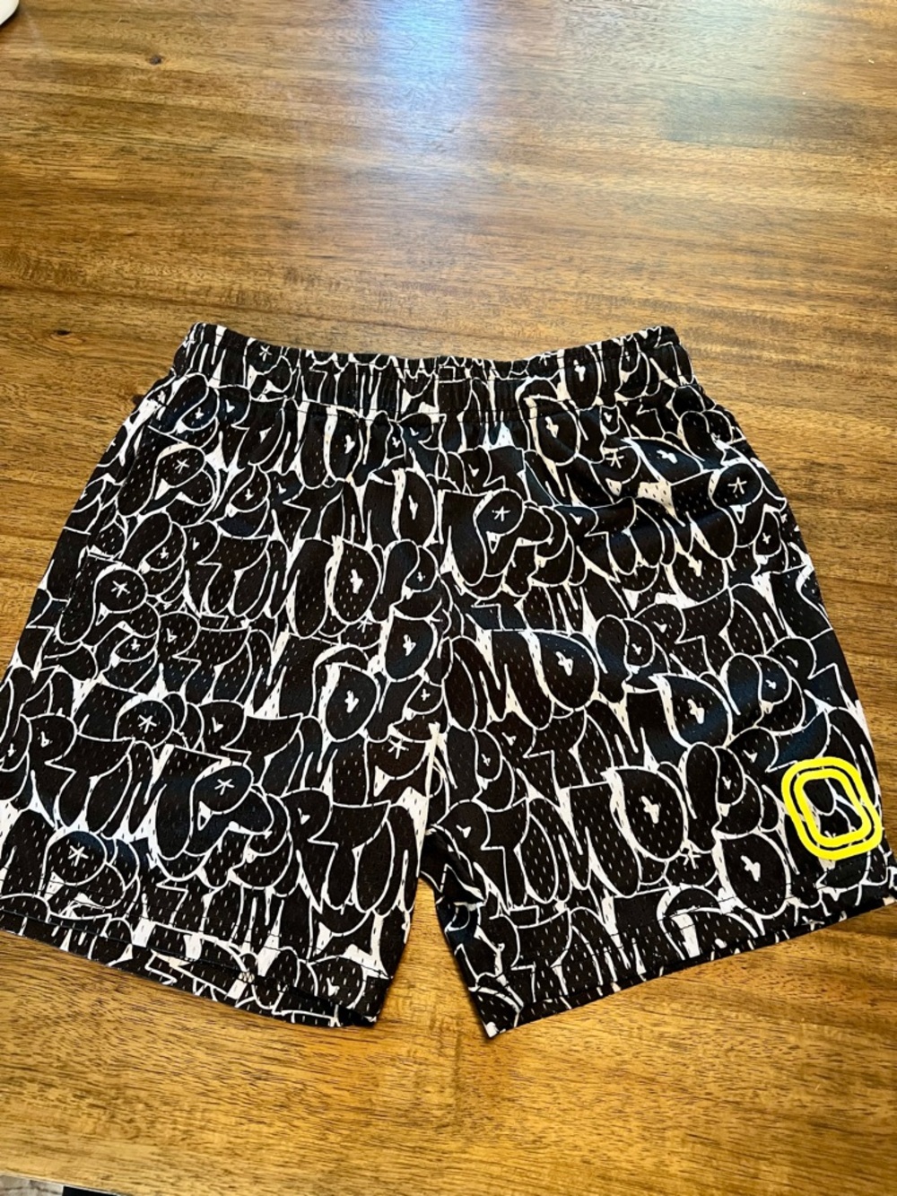 Overtime Black & White Graphic Youth Athletic Shorts Size Large
